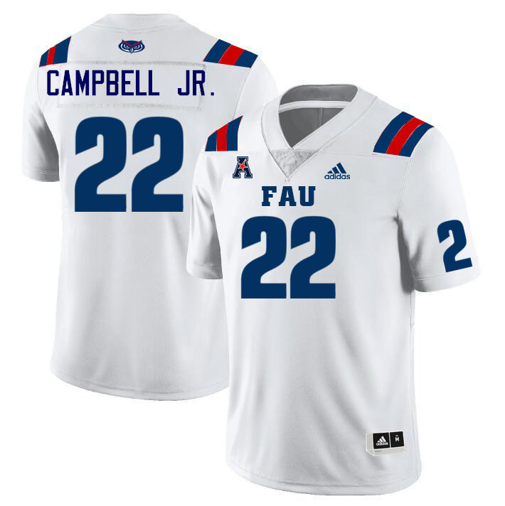 Florida Atlantic Owls #22 CJ Campbell Jr. College Football Jerseys Stitched Sale-White